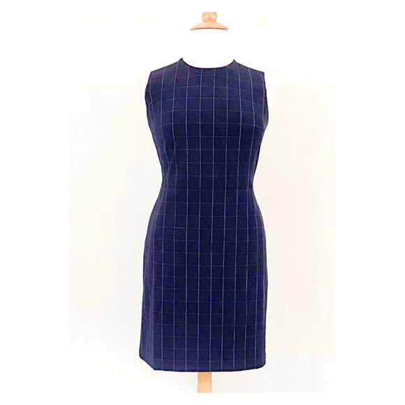 Ann Taylor Dresses & Skirts - Ann Taylor Sleeveless Navy Tattersall Plaid Dress